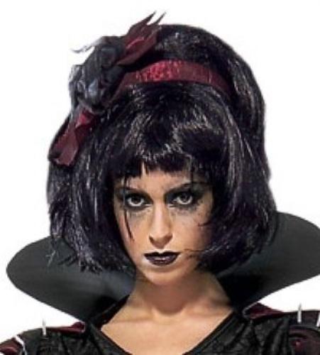 Snow Fright Short Black Wig with Bangs