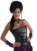 Sexy Slick and Evil Strapless Adult Faux Leather Black Corset with front Zipper