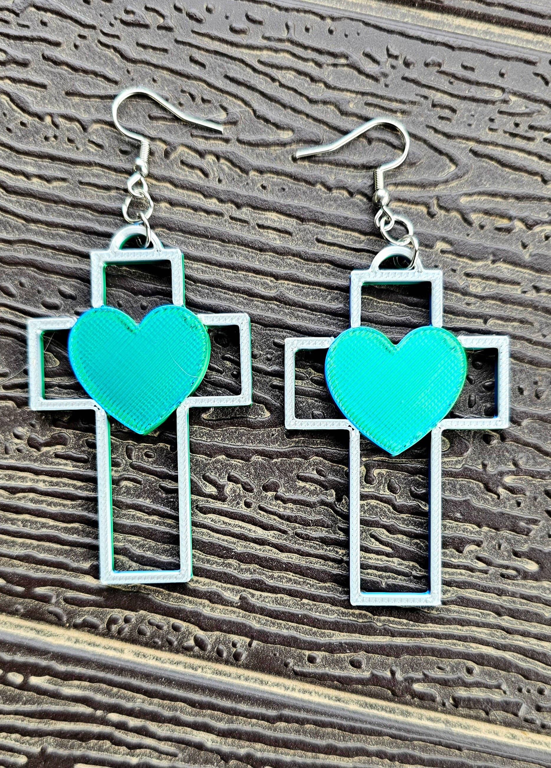 3D PRINTED CHRISTIAN CROSS EARRINGS - MADE IN USA!