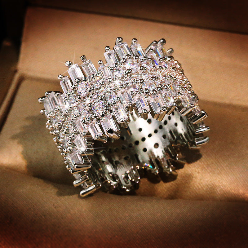 Irregular Micro Inlaid Zircon Ring