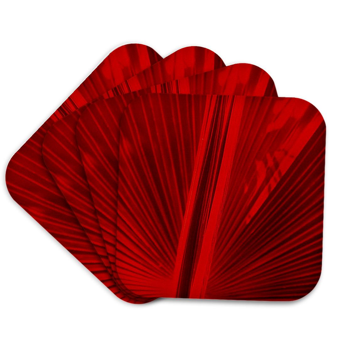 3dRose Florene Abstract Plants - Fan in Red - Coasters (CST_16802)