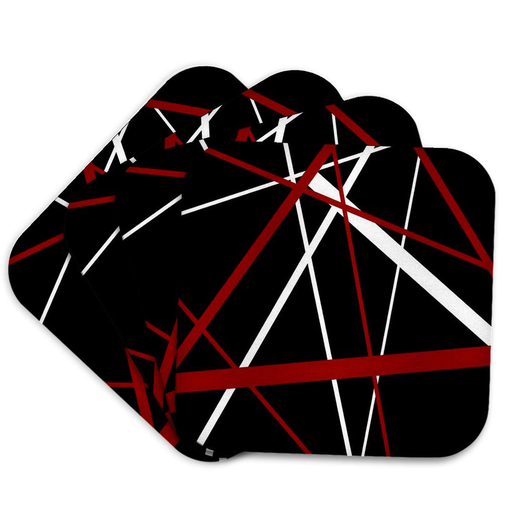 3dRose Taiche - New Media Art - Kaleidoscope - Red and White Stripes on A Black Background - Coasters (cst_214093)