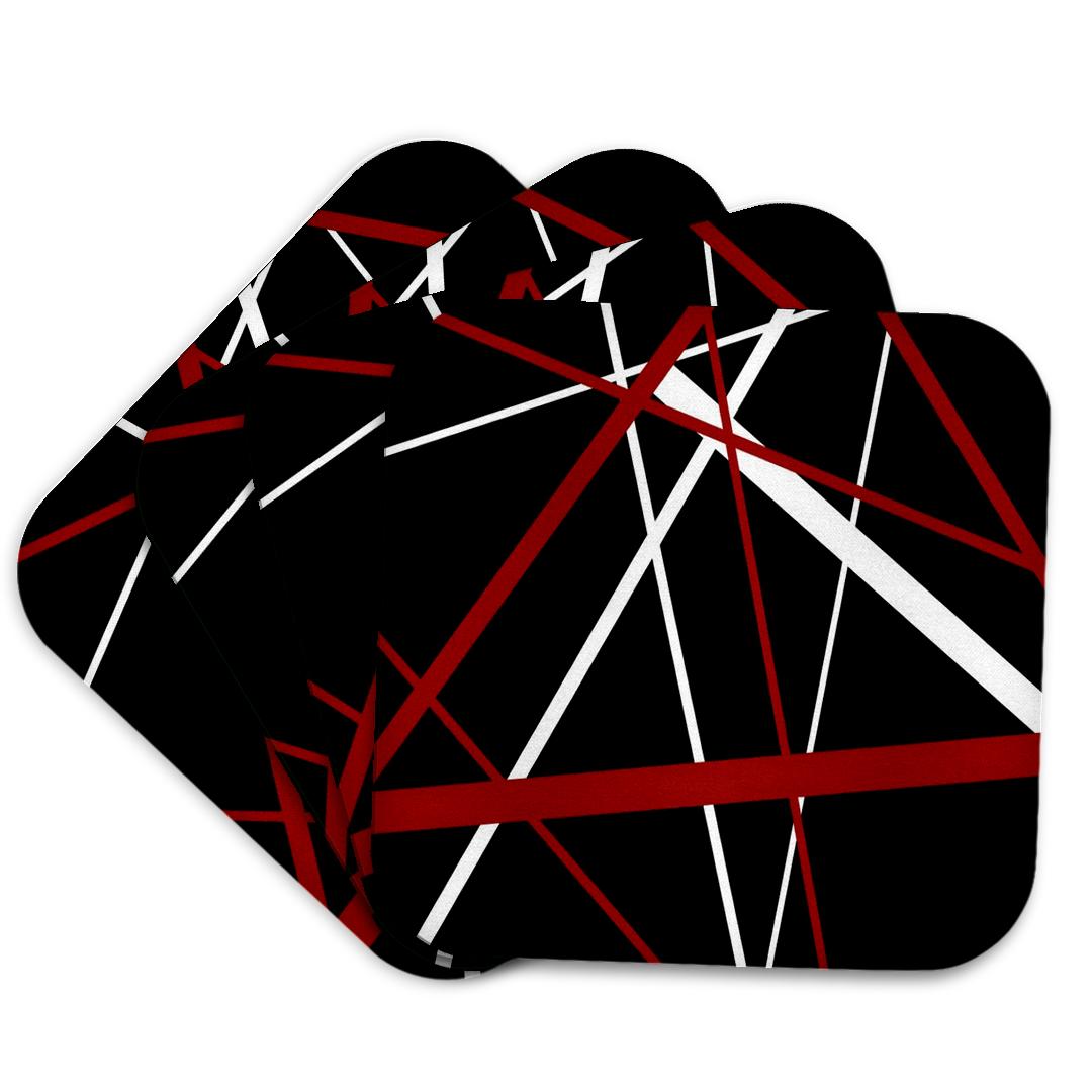 3dRose Taiche - New Media Art - Kaleidoscope - Red and White Stripes on A Black Background - Coasters (cst_214093)