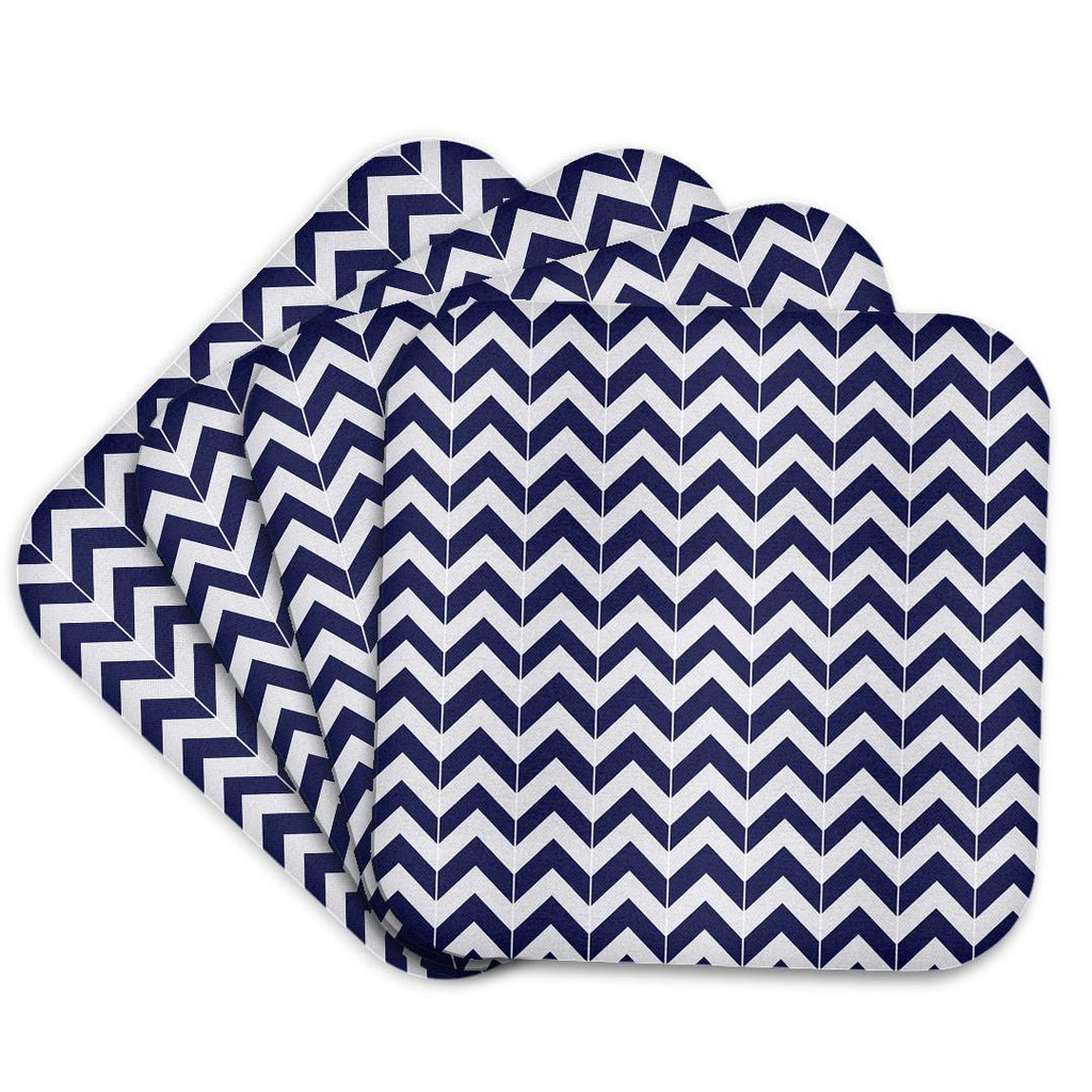 3dRose Janna Salak Designs Contemporary Patterns - Navy Blue and White Chevron Herringbone - Coasters (cst_212474)