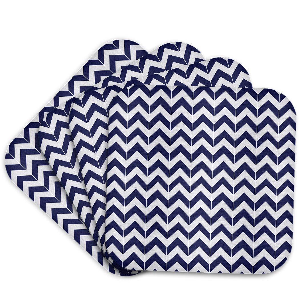 3dRose Janna Salak Designs Contemporary Patterns - Navy Blue and White Chevron Herringbone - Coasters (cst_212474)