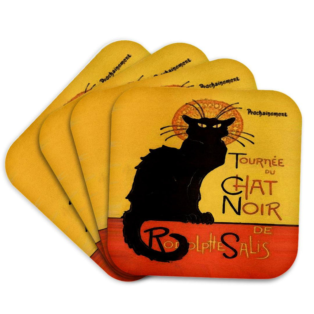 3dRose Taiche Acrylic Art - Cats Le Chat Noir - Coasters (CST_24933)