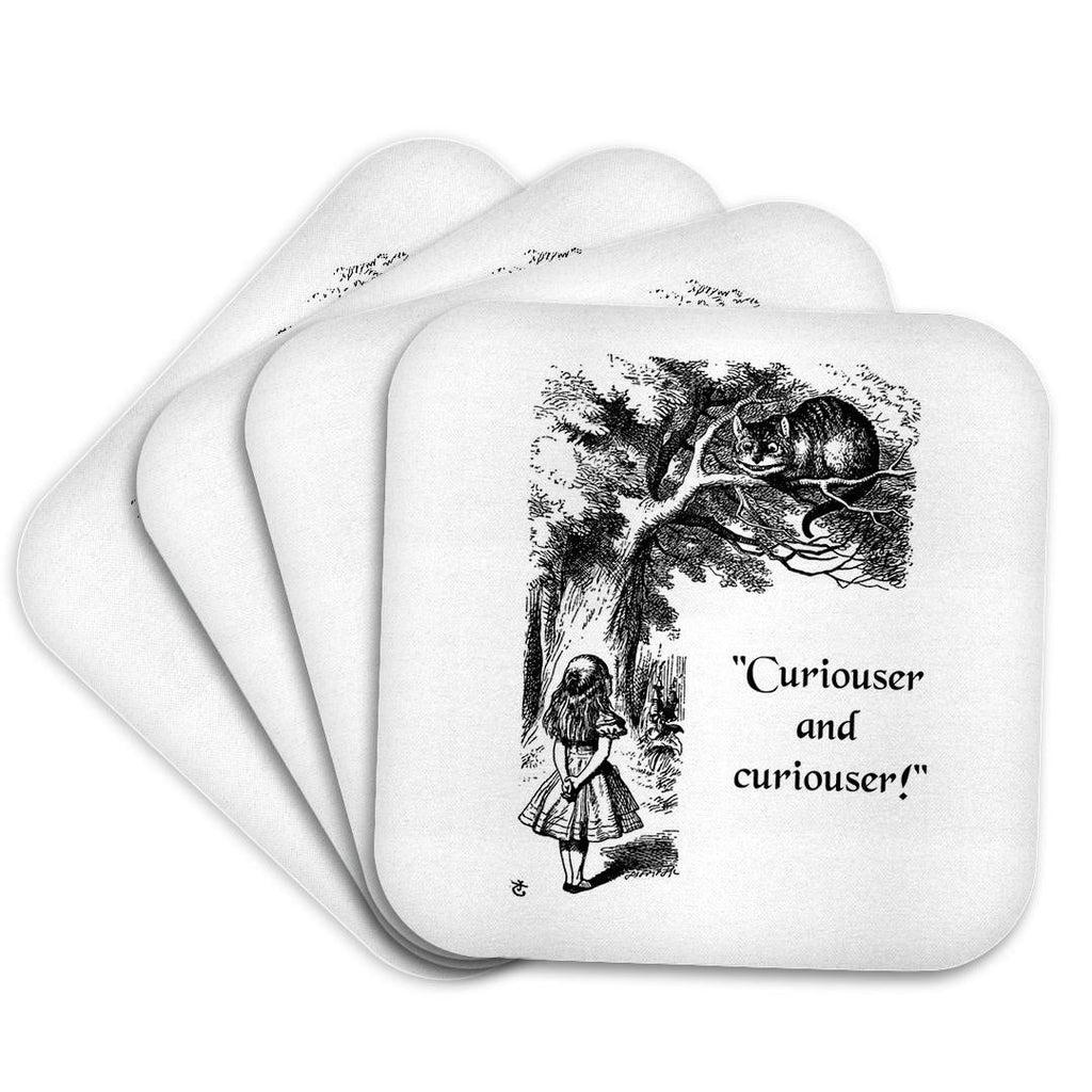 3dRose InspirationzStore Vintage Art - Curiouser and curiouser - Alice in Wonderland Lewis Carroll quote - Coasters (cst_193785)