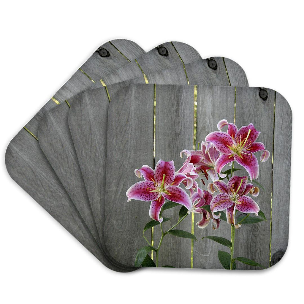 3dRose Danita Delimont - Flower - Stargazer Lily by Rustic Fence - Coasters (cst_228229)