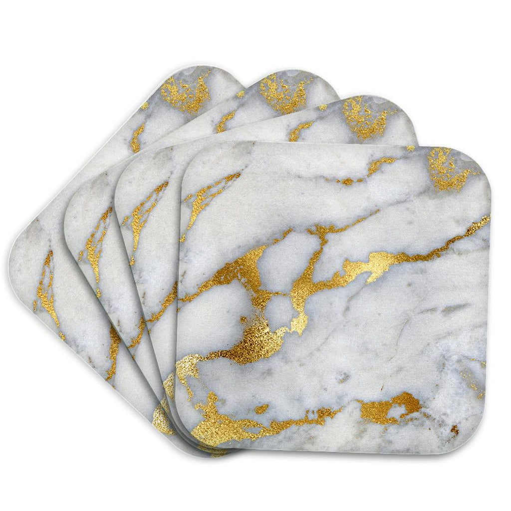 3dRose Uta Naumann Faux Glitter Pattern - Image of Luxury Grey Gold Gem Stone Marble Glitter Metallic Faux Print - Coasters (cst_268835)