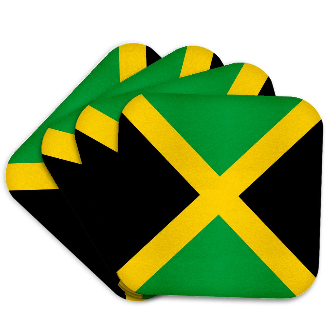 3dRose InspirationzStore Flags - Flag of Jamaica square - Caribbean Jamaican green black with yellow gold saltire cross - The Cross - Coasters (cst_158342)