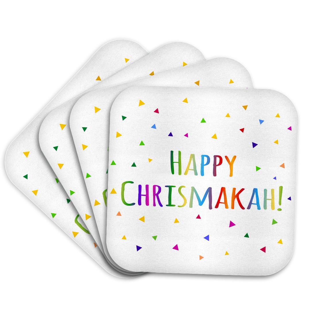 3dRose InspirationzStore Occasions - Happy Chrismakkah - joint Christmas and Hanukkah holiday blessing - Coasters (cst_202086)