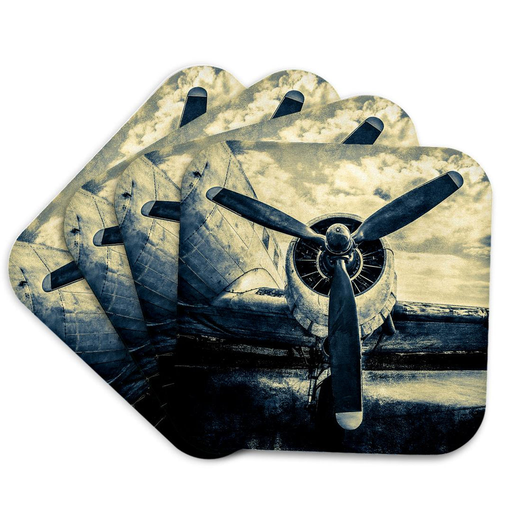 3dRose Alexis Photography - Transport Air - Abstracts of aviation - Propeller of an old aircraft. Stylized photo - Coasters (cst_271981)