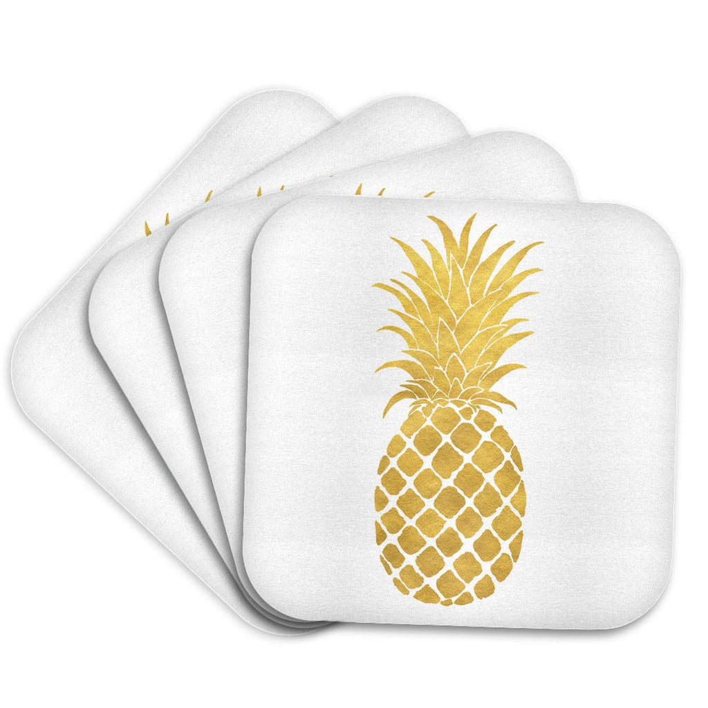 3dRose PS Chic - Picturing Gold Glitz Pineapple - Coasters (cst_271077)