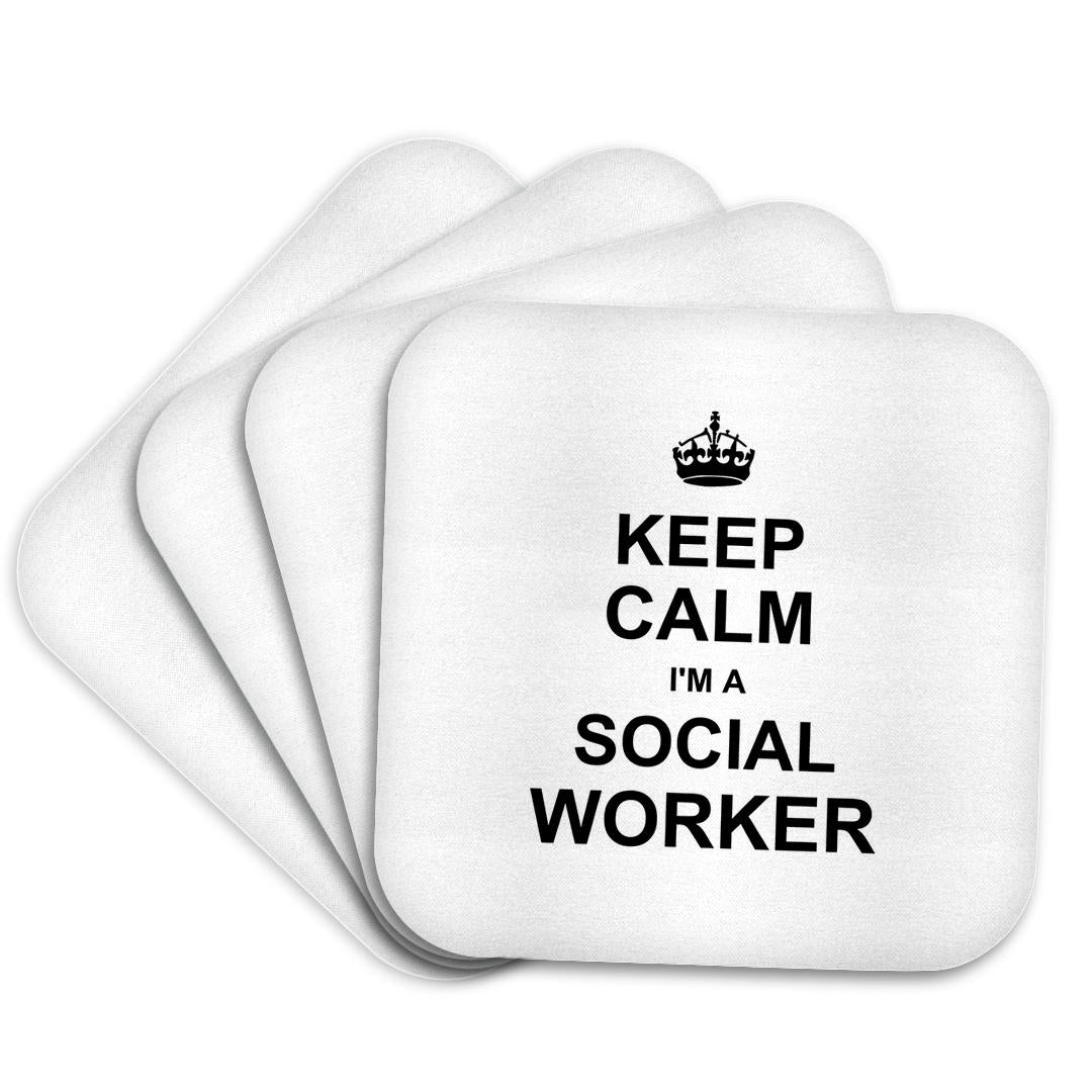 3dRose InspirationzStore Typography - Keep Calm Im a Social Worker - job pride - funny profession work gift - Coasters (cst_194473)
