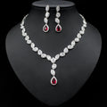Colorful Zircon Necklace Earrings Set: wedding jewelry set