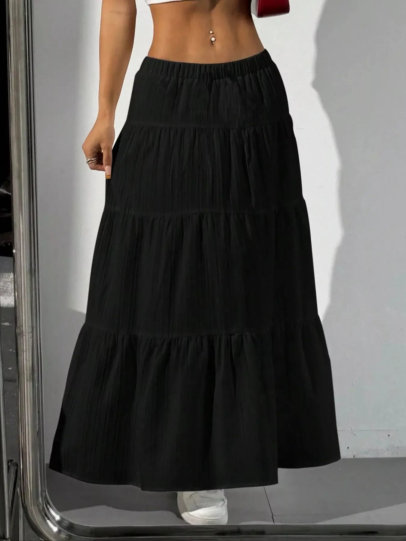 Radically Authentic Flowy Tiered Maxi Skirt