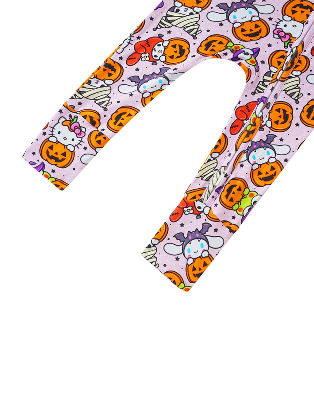 Baby bamboo romper, light lavender with Halloween Hello Kitty pumpkin character print