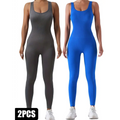 2 Pack Ribbed Solid Color Sport Casual Wear Jumpsuits