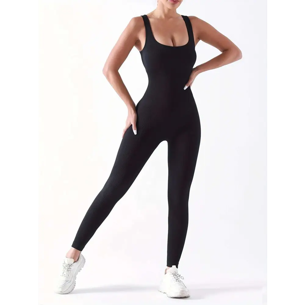 2 Pack Ribbed Solid Color Sport Casual Wear Jumpsuits