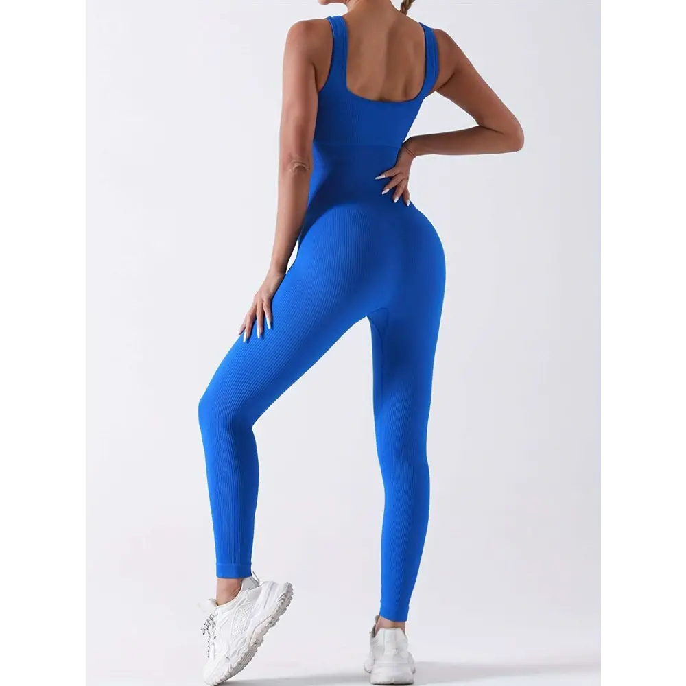 2 Pack Ribbed Solid Color Sport Casual Wear Jumpsuits
