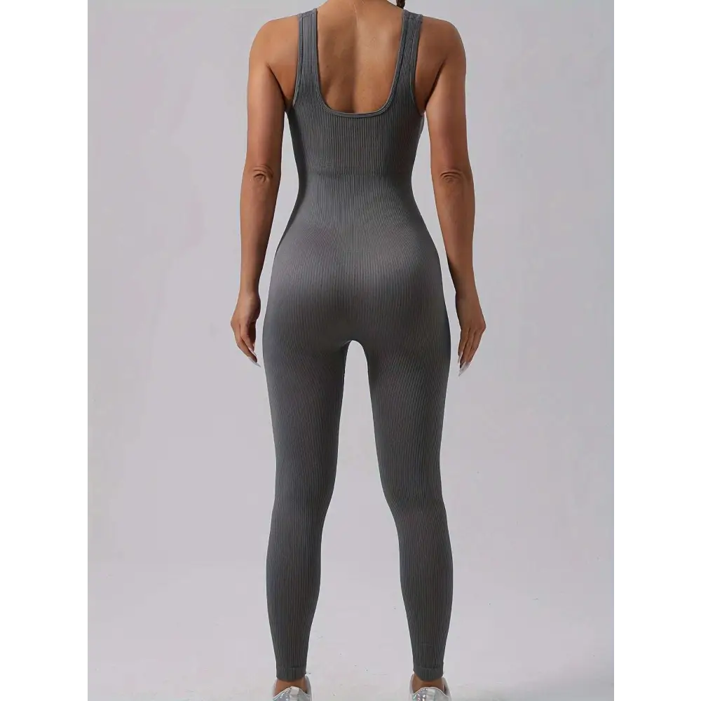 2 Pack Ribbed Solid Color Sport Casual Wear Jumpsuits