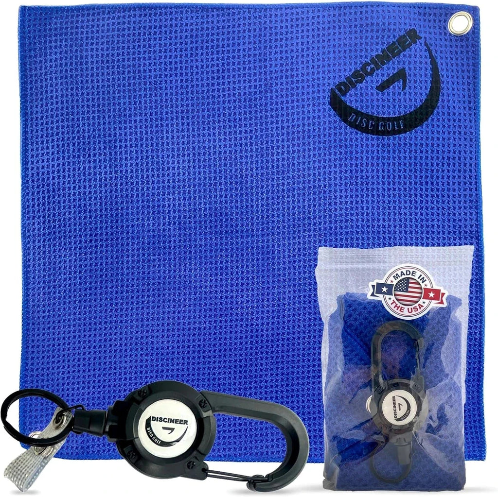 Premium Retractable Waffle Towel & Carabiner - 16" x 16"