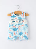Marine Animal Smocking Embroidered Baby Boys' Romper