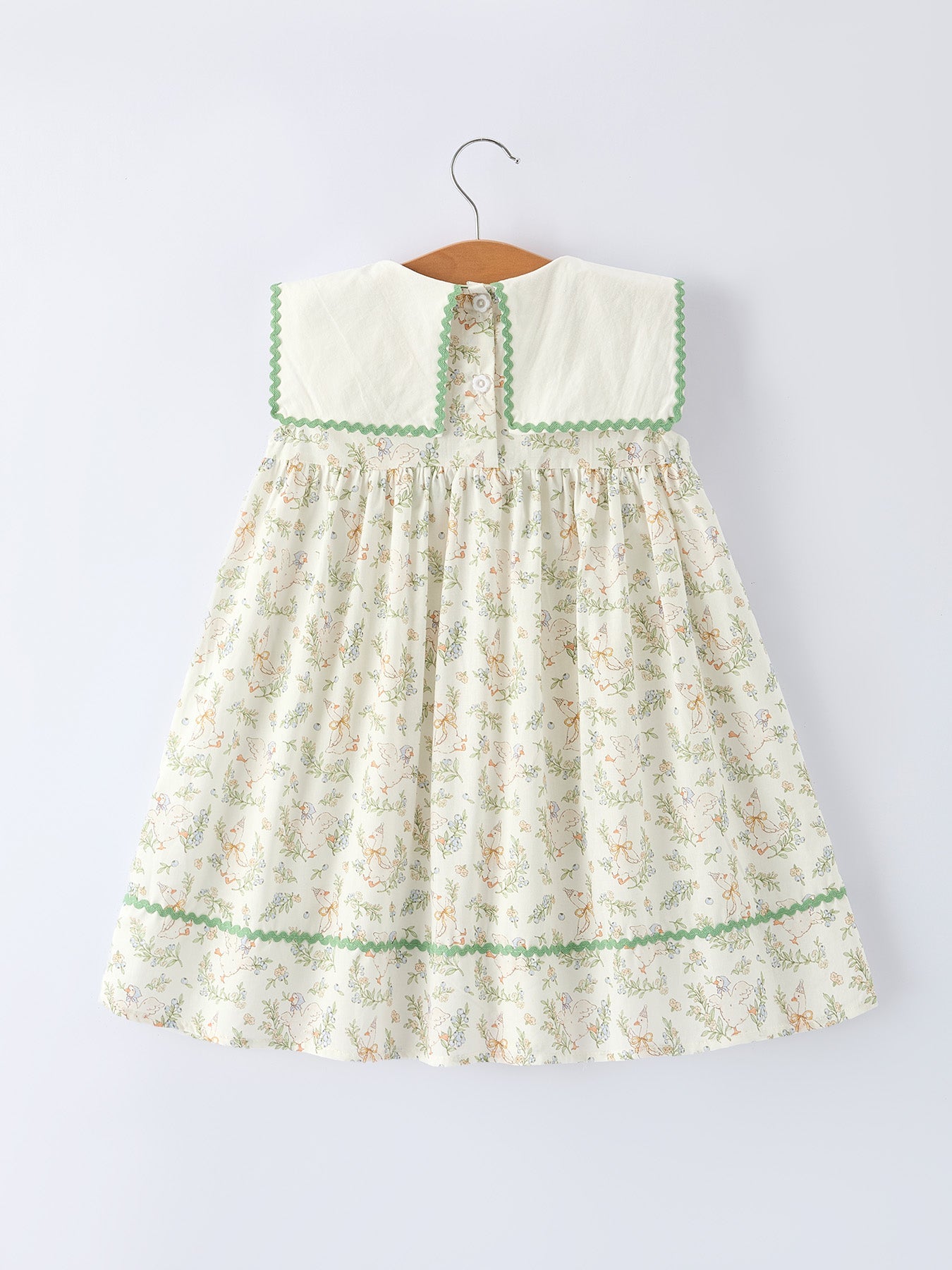 Vintage Floral Duck Embroidery Spring Girl Dress