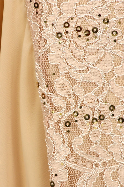 Ivory lace trim with sequins on jacket sleeve