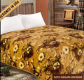 King-size throw blanket in brown with rustic cow-and-floral print