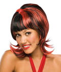 Red and Black Oo La La Shoulder Length Shag Wig with Bangs