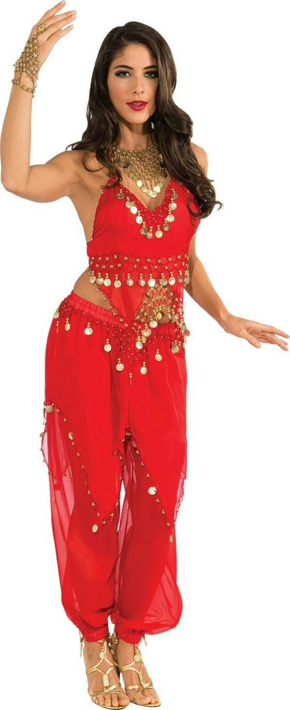Deluxe Embellished Red Belly Dancer Sexy Adult Harem Girl Costume Small 6-10