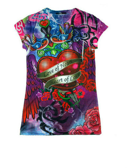 Girls Heart of Love Juniors Sublimation Fashion Shirt Size Medium