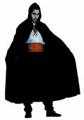 Wizard Vampire Black Nylon Hooded Cape Full Length 56"