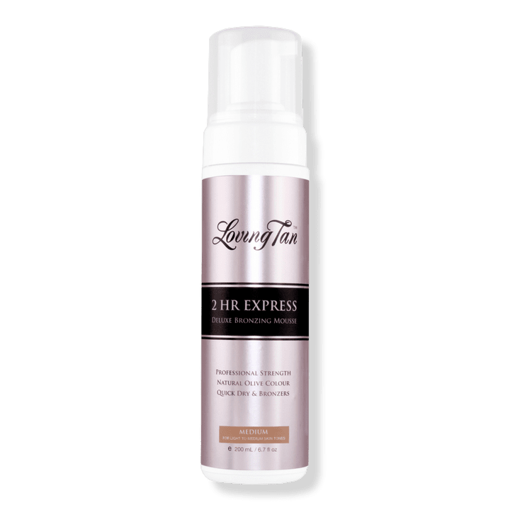 Loving Tan 2HR Express deluxe bronzing mousse, medium tanning mousse bottle, 200 ml