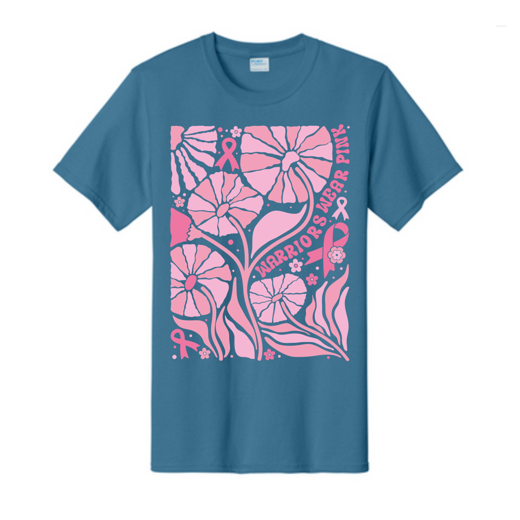 Warriors Wear Pink Breast Cancer Awareness Fundraiser Tshirt PC61 Port & Co™ Essential Tee PUBLIC