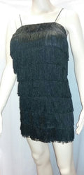 Women's Black 1920's Deluxe Flapper 8 Tiered Fringe Costume Dress Beaded Straps