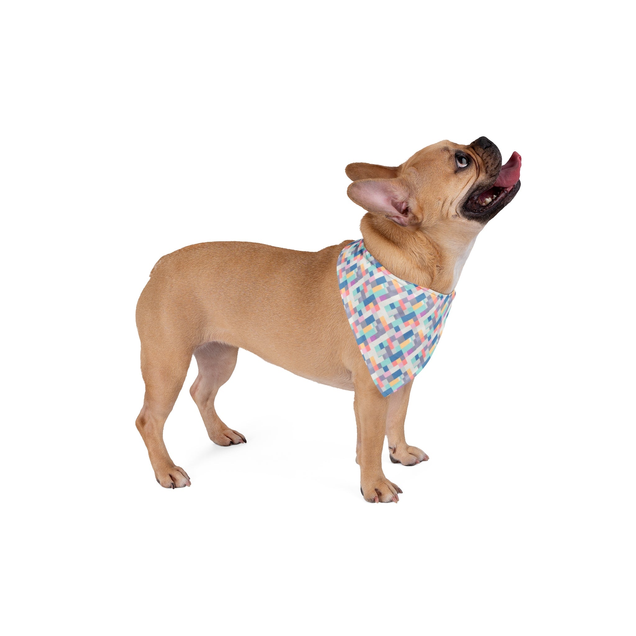 Pastel Pixel Weave in Diagonal Harmony - Pet Bandana Pet Zen