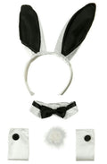 Sexy Black and White Bunny Ears Tail Collar Cuffs Costume Accessory Kit