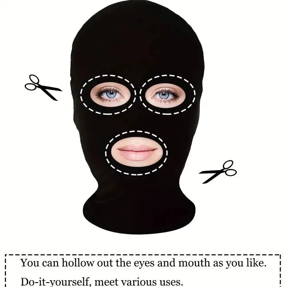 2pcs Black Cosplay Full Mask | Breathable Thin Hood for Halloween and Party Costumes