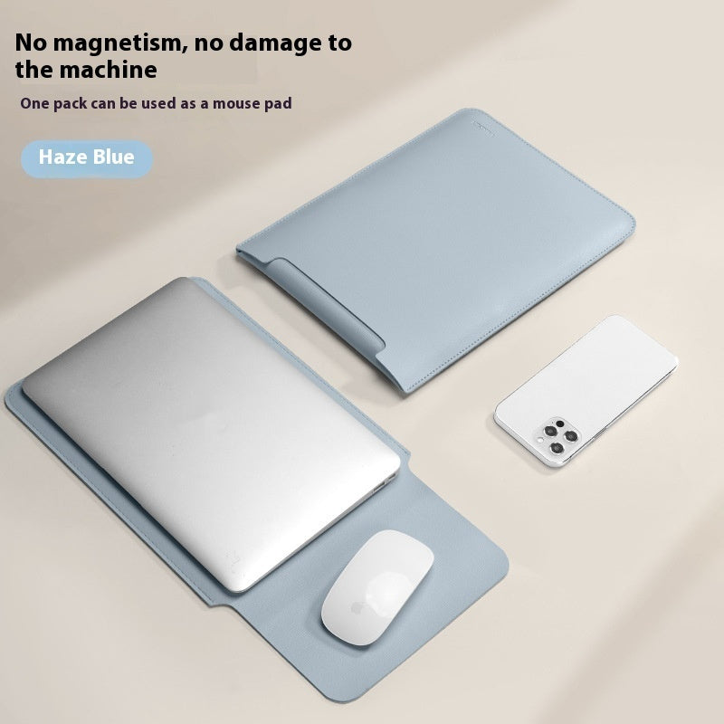 Haze blue thin laptop bag with flip cover, protective sleeve