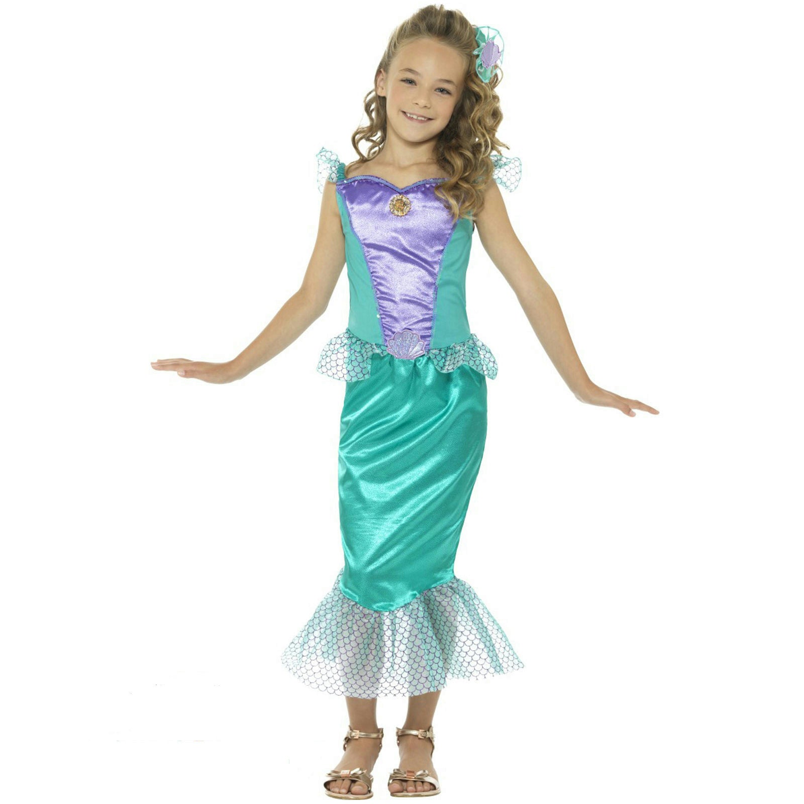 Smiffy's Girls Deluxe Little Mermaid Fairytale Fancy Dress Sz Large 10-12
