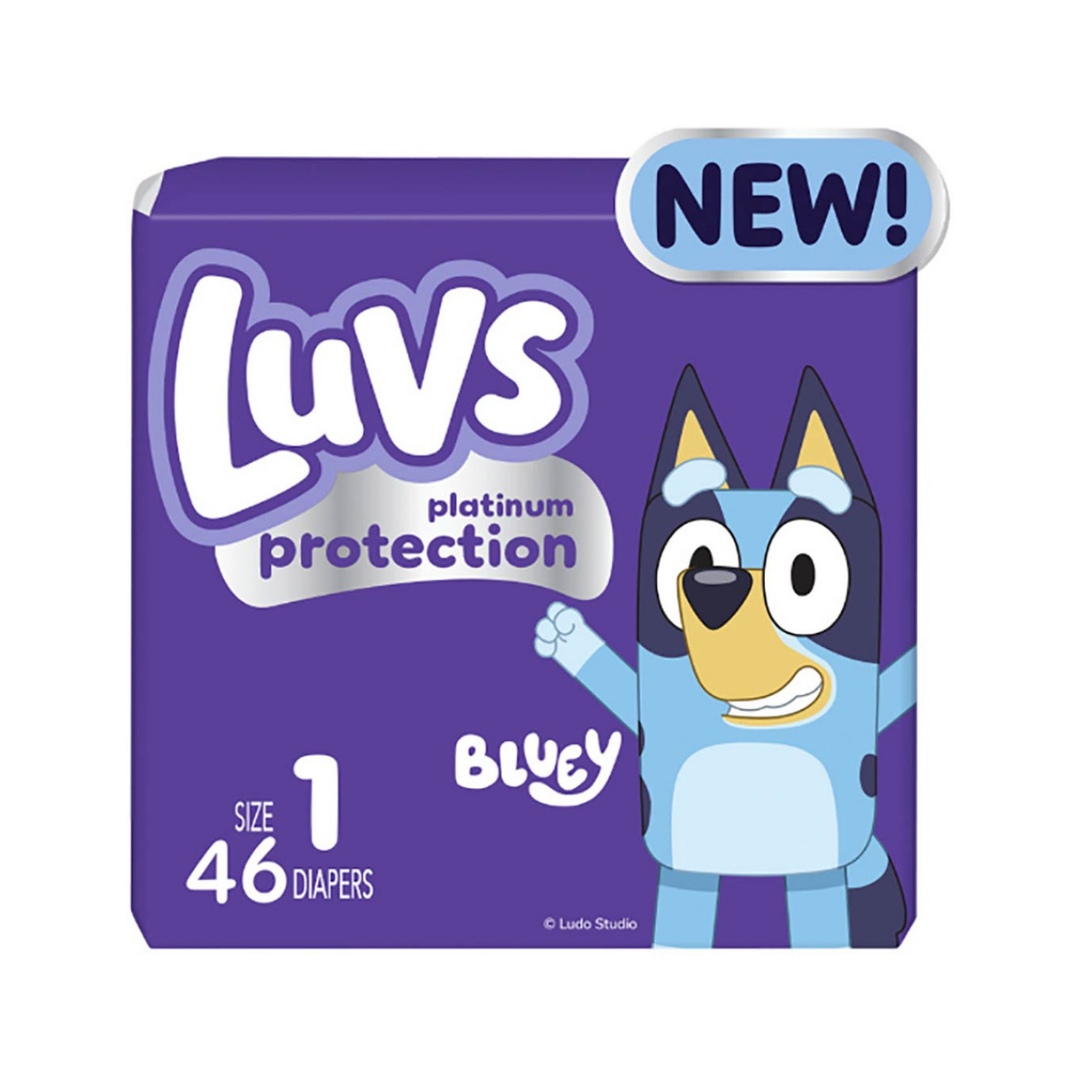 Luvs Platinum Protection Baby Diapers Bluey Size 1 (46 Count)