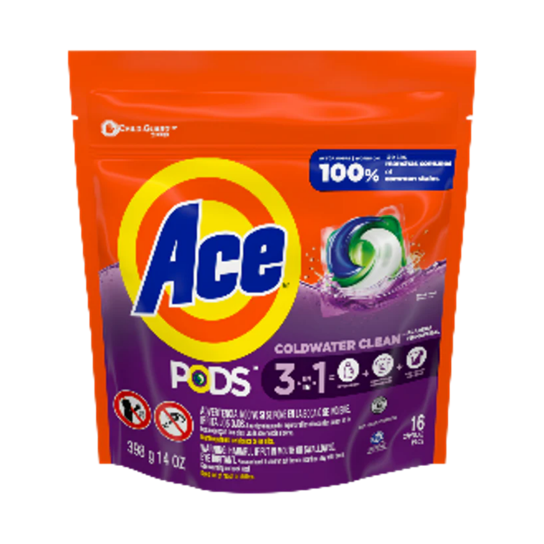 Ace Simply PODS 3-in-1 Laundry Detergent Pacs (16 Count / 14oz)