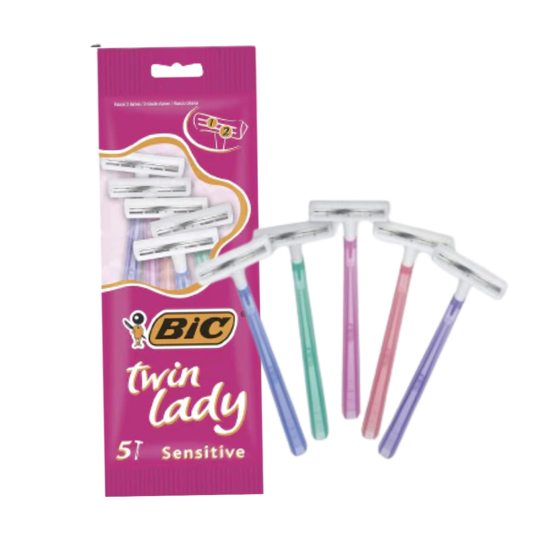 BIC Twin Lady Sensitive Disposable Razors for Women (5ct)