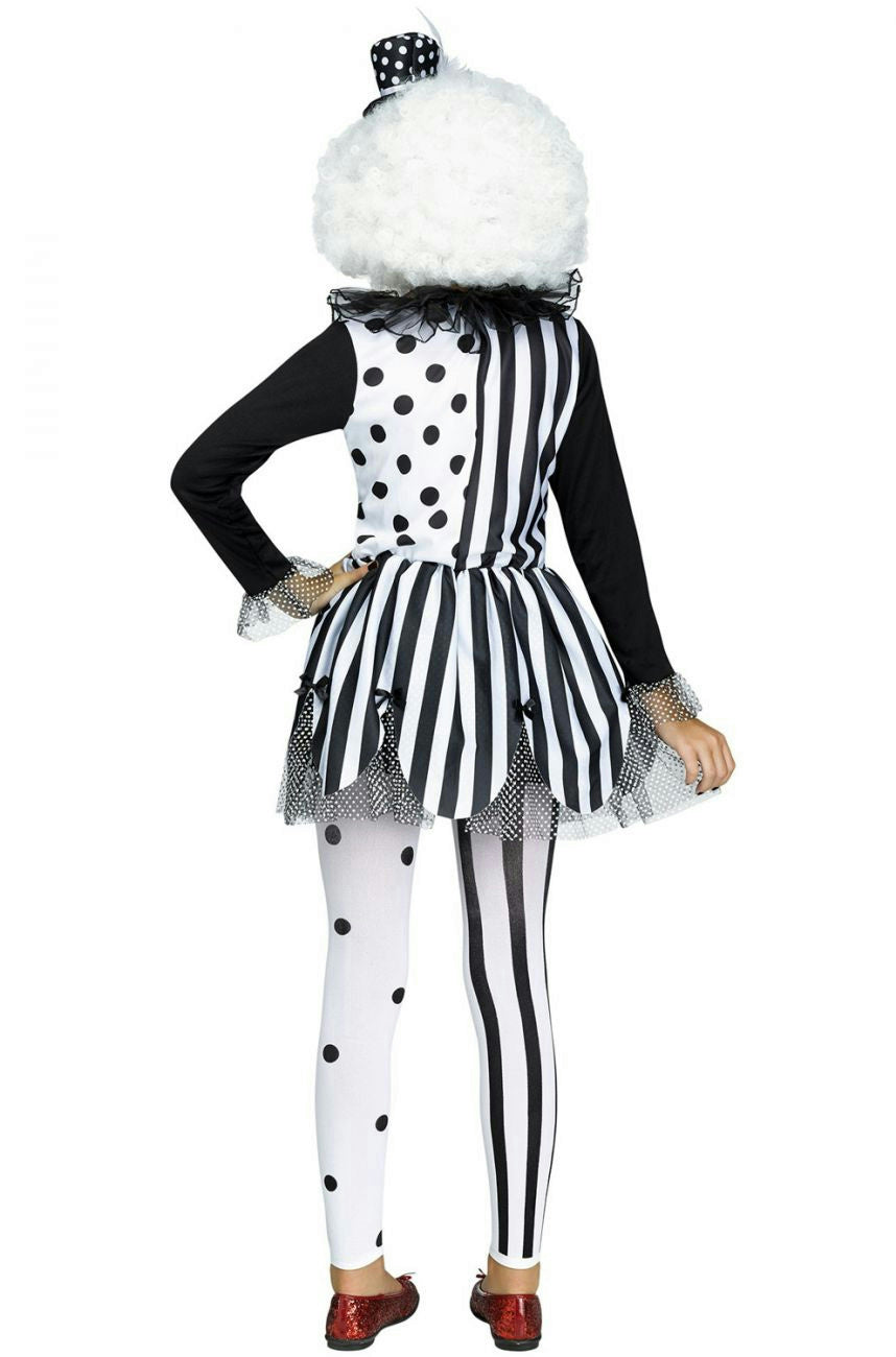 Black White Girls Killer Clown Costume Child