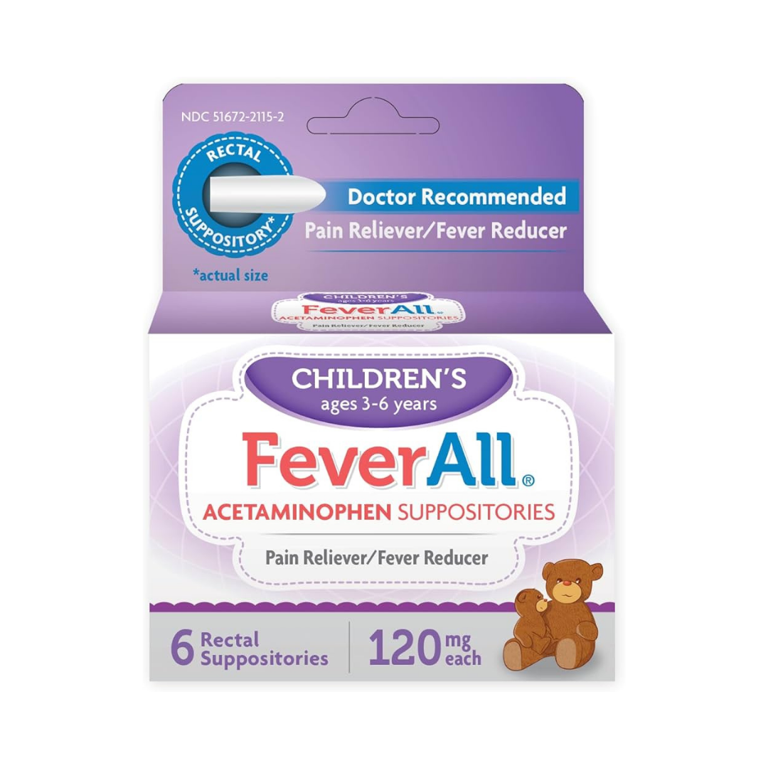 FeverAll Acetaminophen Suppositories Children 120mg (6ct)