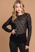 Sheer Mesh Top with Round Neck