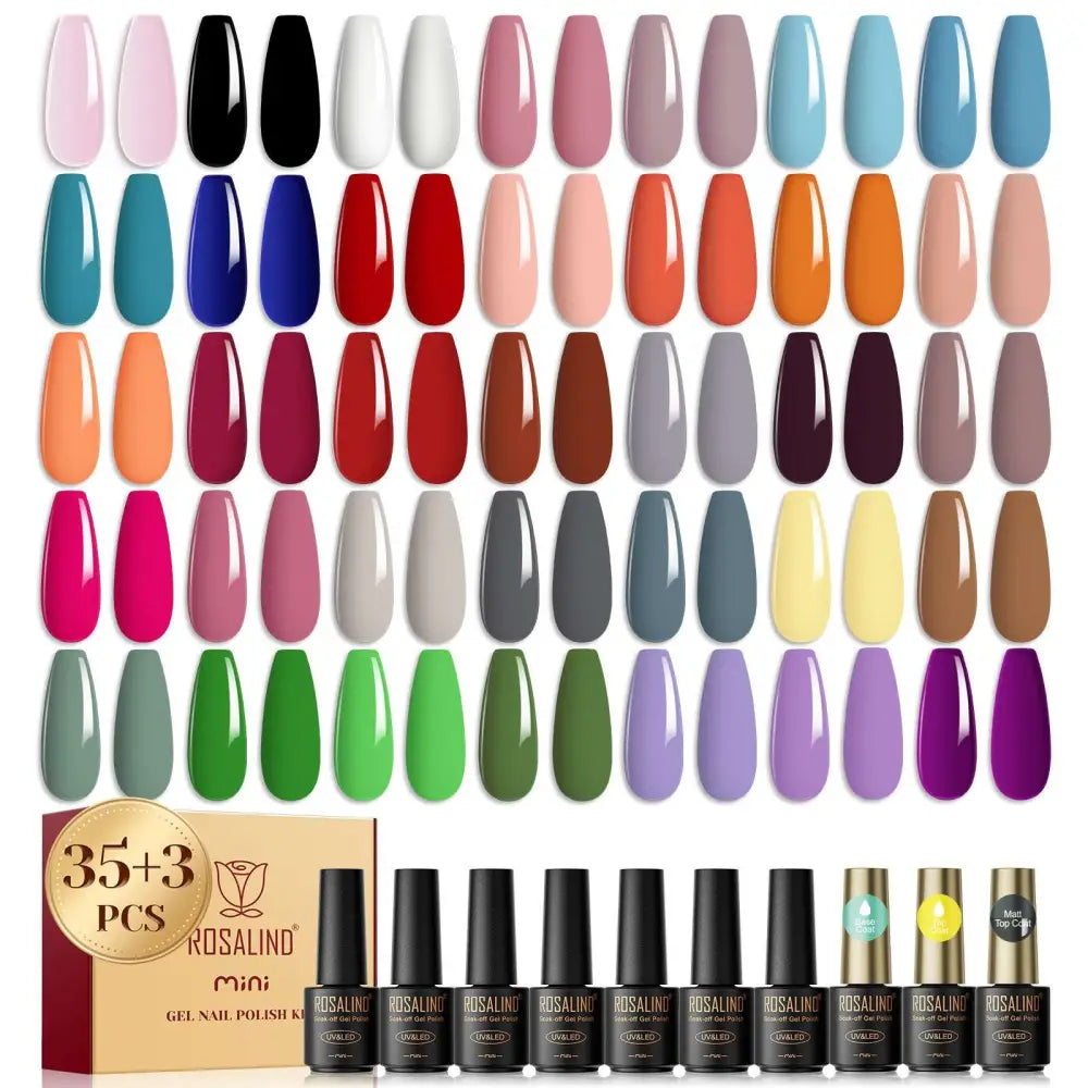 38 Piece Gel Polish Set with 35 Colors and Glossy Finish