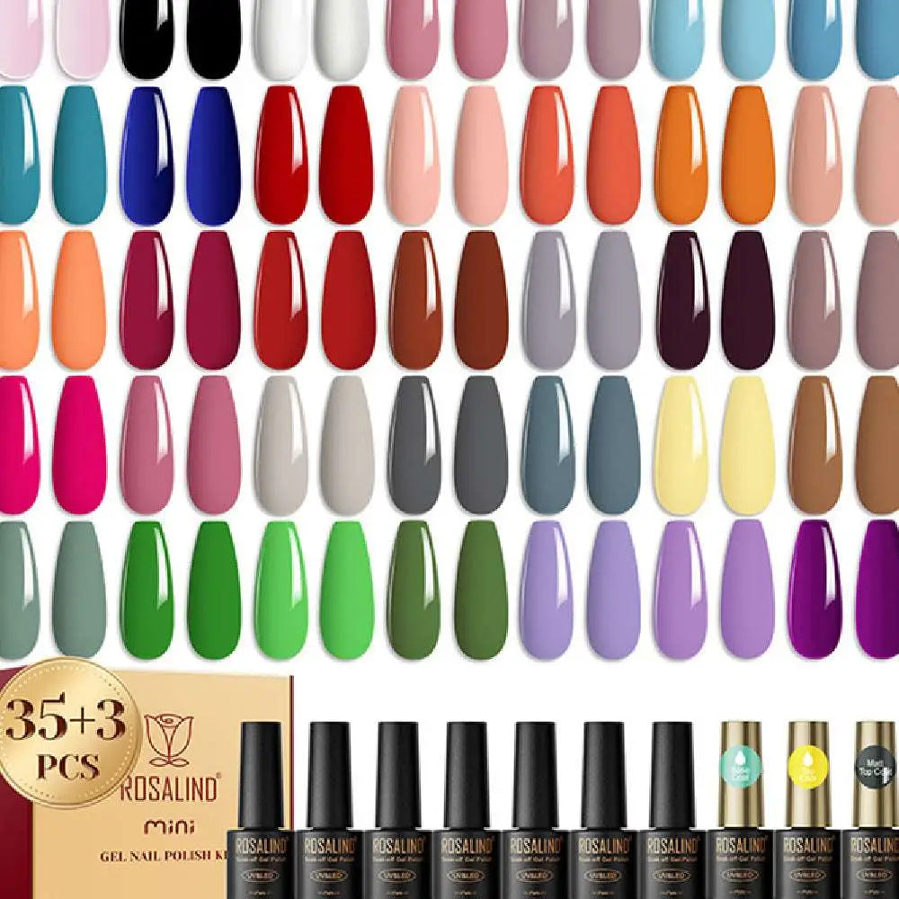 38 Piece Gel Polish Set with 35 Colors and Glossy Finish